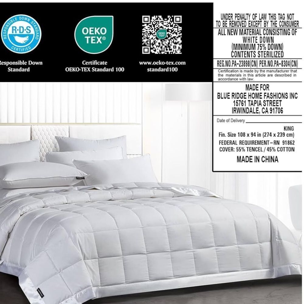New Beautyrest Tencel & Cotton Breathable Down Blanket Jumbo Queen Light Warmth - Picture 5 of 9